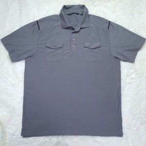 Travis Mathew Polo Shirt XL Gray Golf Short Sleeve Collared With Purple Buttons